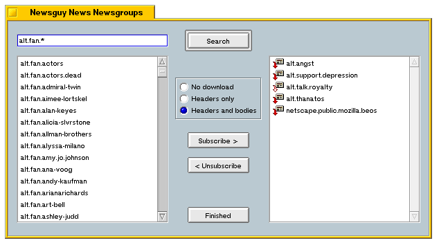 Pineapple News newsgroups window